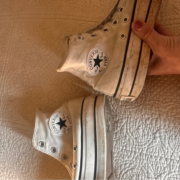 Converse Chuck Taylor High Top Platform Sneakers White Canvas Unisex 8.5 woman’s - Picture 2 of 12